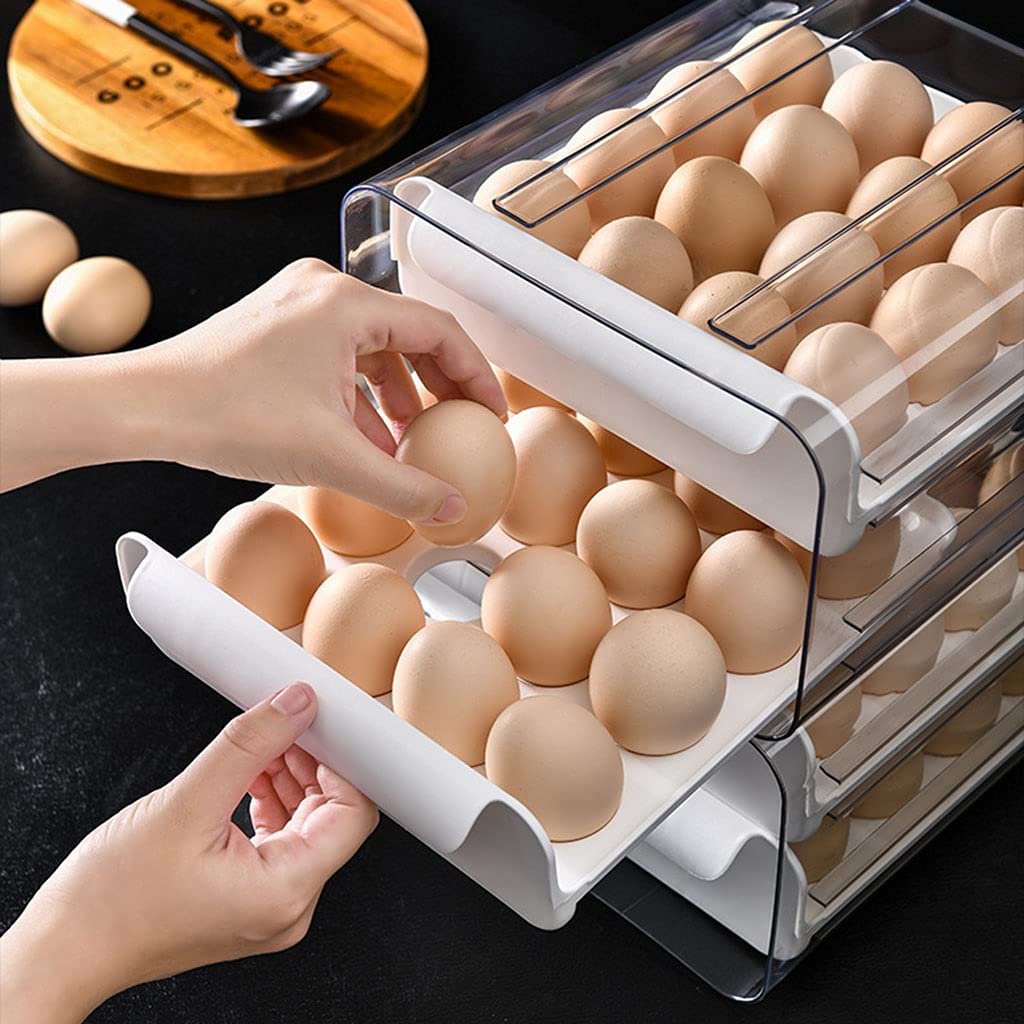 Caja de almacenamiento de huevos apilable para nevera, contenedor organizador de huevos de 2 capas