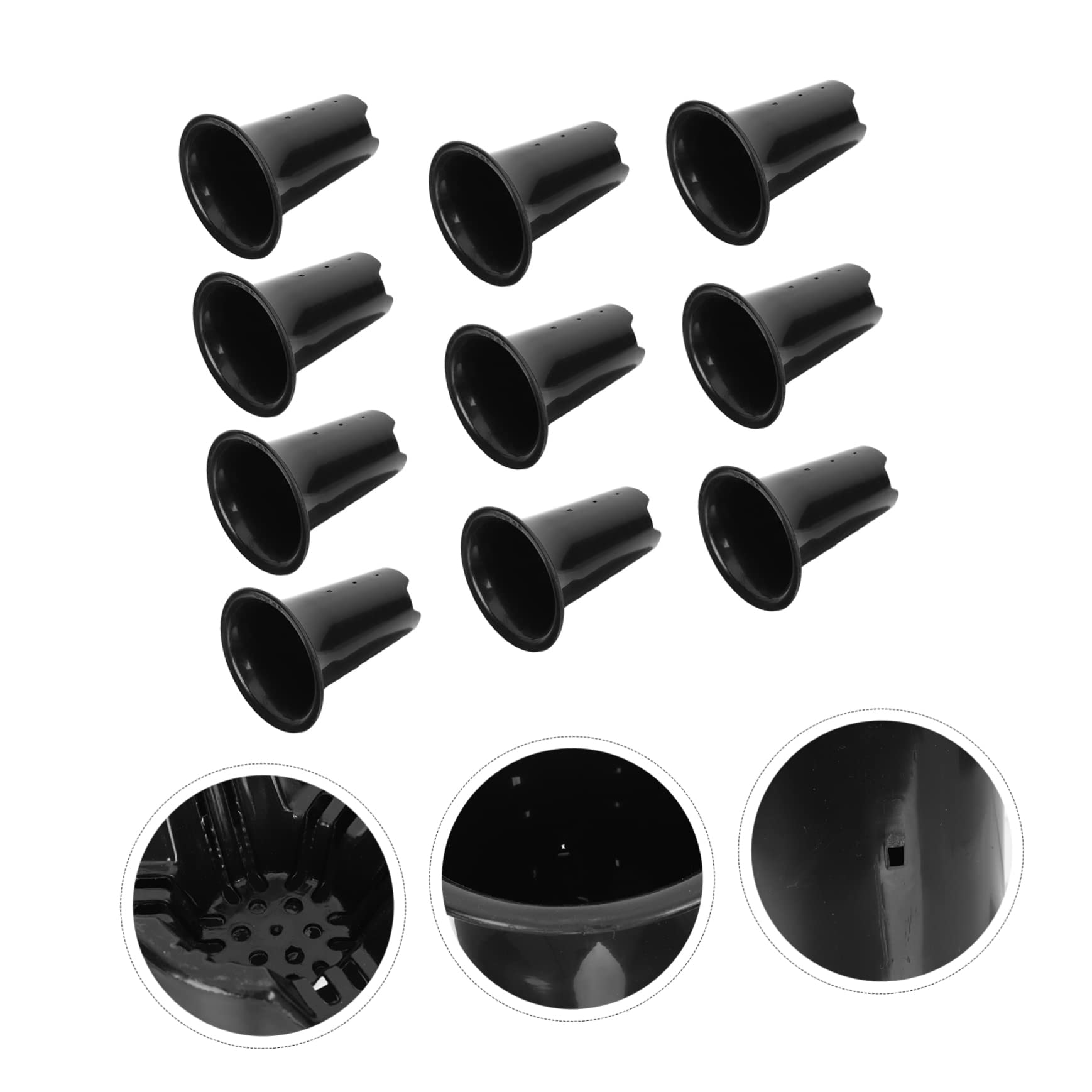 Mipcase Lot de 10 Pots De Fleurs D’orchidées en Plastique Noir 15 Cm Hauteurs Contrôle des Racines, Pots Respirants Et Épais pour Balcon Bureau Jardin Horticulture