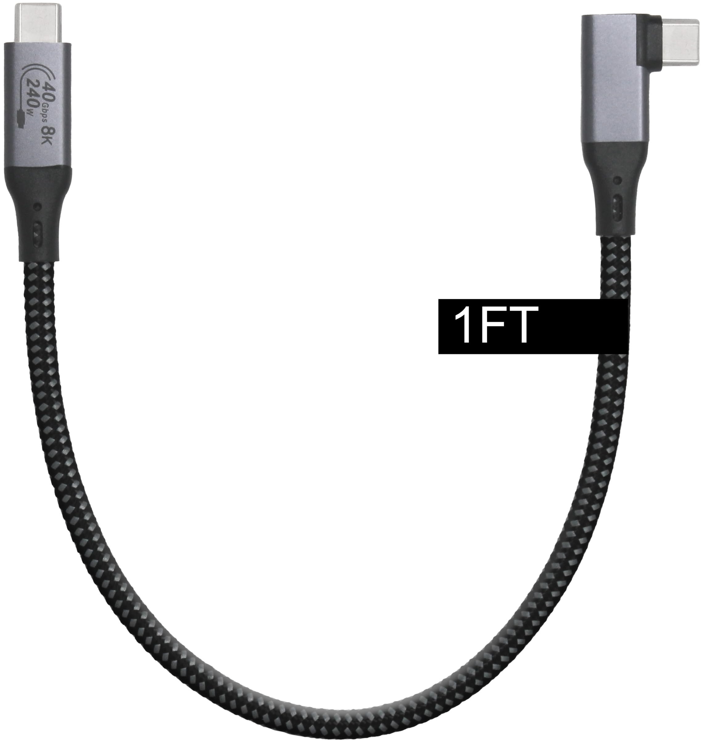 VEBNER 1-Foot USB4 Cable Compatible with Thunderbolt 3, Thunderbolt 4 and USB-C - Supports 8K HD Display, 40gbps Data Transfer, 240W Charging - 90-Degree Right Angle USB-C