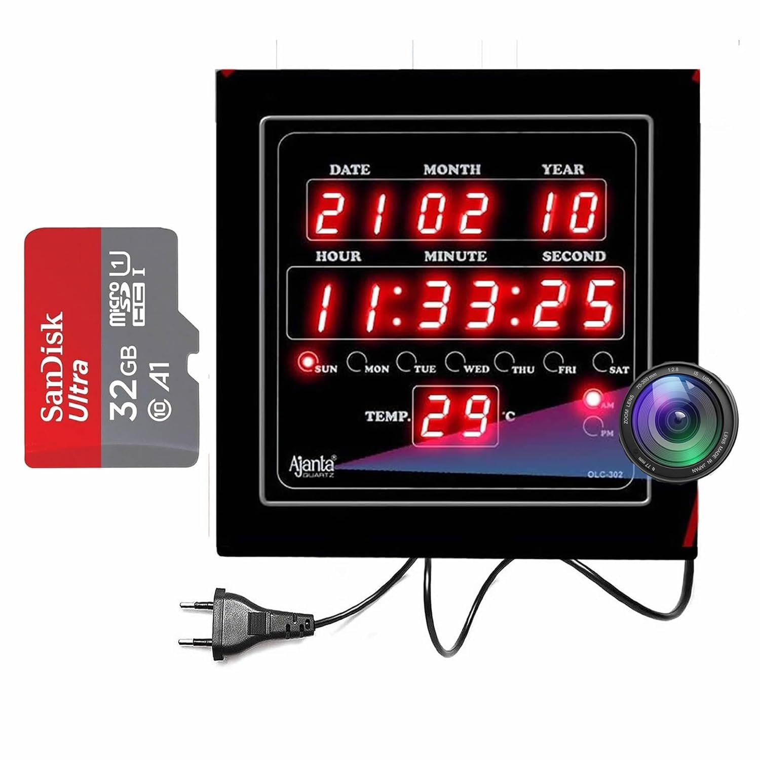 Smart Digital Spy Wall Clock 1080P Security Camera WiFi Enabled IP Cam for Home Office Showroom SD Card Support Upto 128GB.(32GB SD Card Free)-picture-13