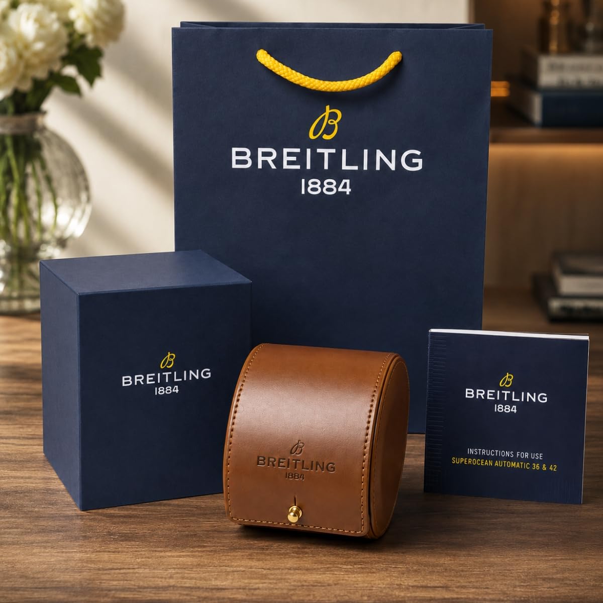 Caja de Relojes de Madera Maciza Soporte de Reloj con Cojín con Cojín Interior Tapa Abatible Cierre Metálico para Breitling Superocean