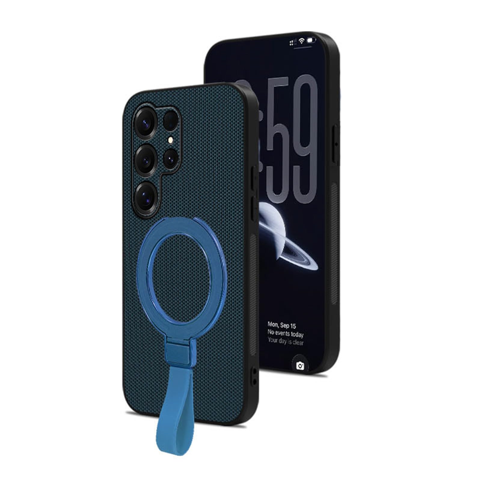 Coque Samsung S26 Ultra antichoc magnétique en cuir de couleur bleu
