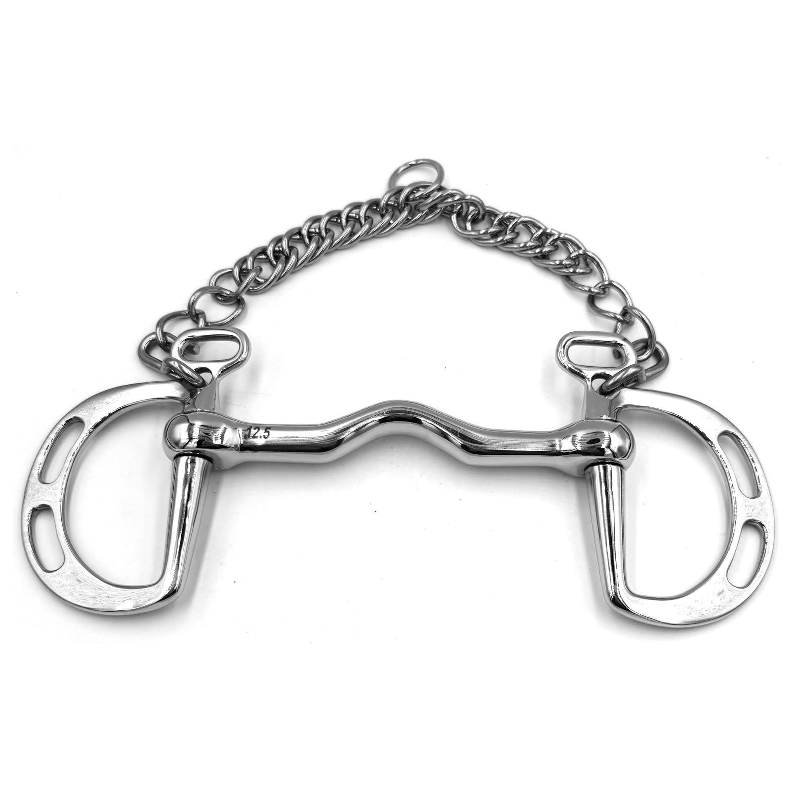 Gebiss Kimblewick Springkandare starre Stange mit Schlitzen und Zungenfreiheit aus satiniertem Edelstahl 12 mm (14.5 cm)