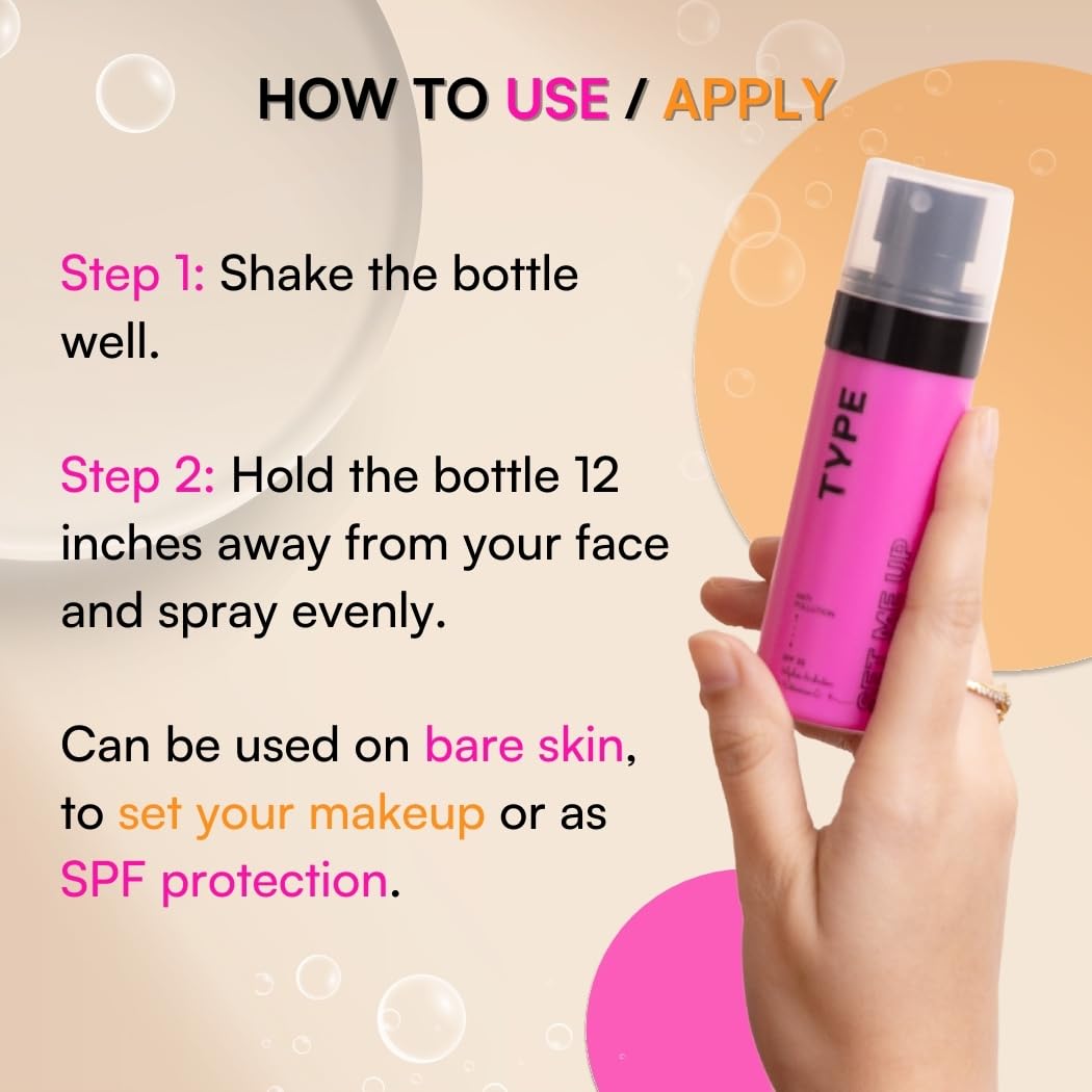 TYPE BEAUTY INC. Brightening Setting Spray with SPF 35 PA++++ | 12Hr Long-Lasting & Hydrating | Natural Finish for Dark Spots & Dull Skin | Brightening & Lightweight | Makeup Fixer | 60ML 4