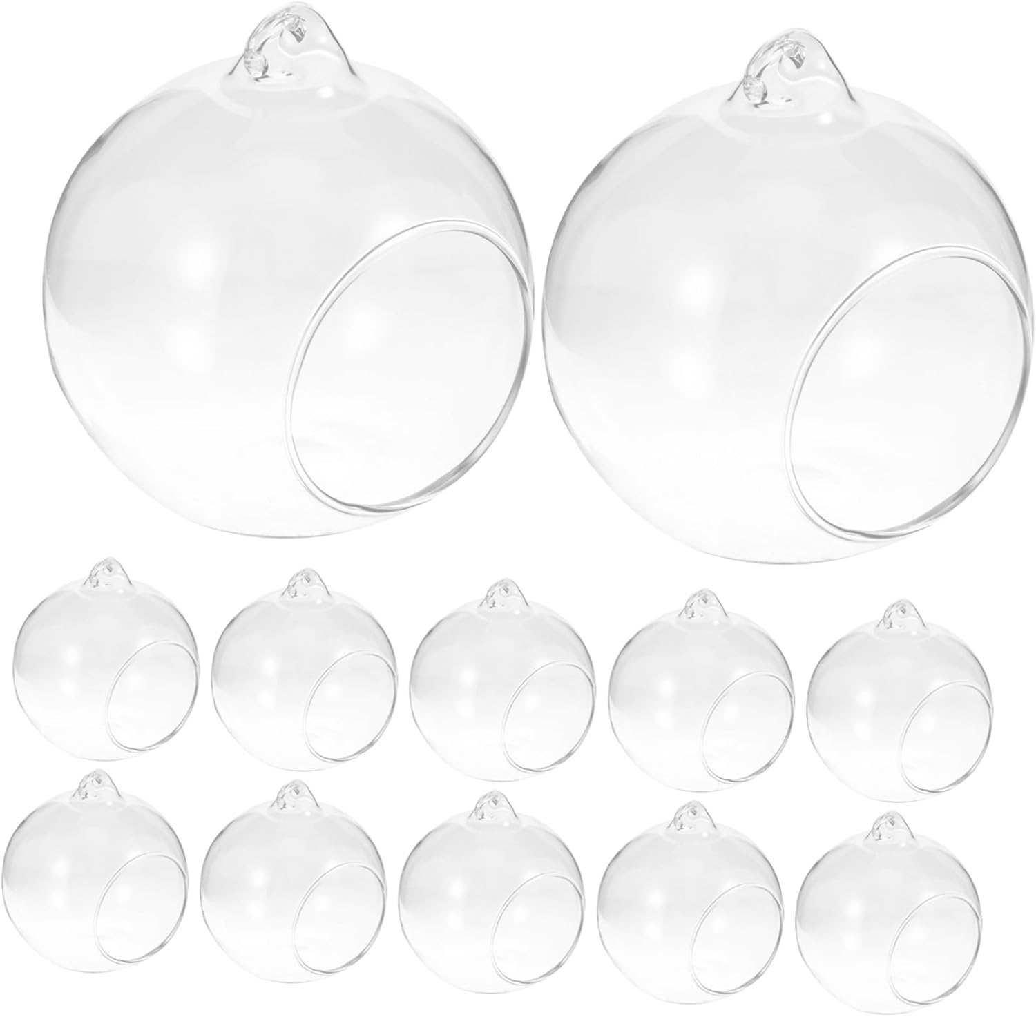GALPADA 12pcs Clear Hanging Glass Terrarium Smooth Orbs for Air Plants Micro Landscapes Home Decor Bottom Design for Indoor and Outdoor Use