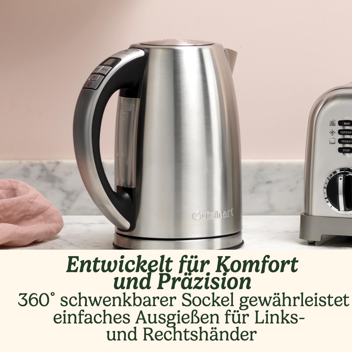 Cuisinart Multi-Temp Wasserkocher | Schnelles Aufkochen, 3KW | Kabellos | Edelstahl-Finish | 1,7L Fassungsvermögen | Einstellbare Temperatur |Abnehmbarer, waschbarer Anti-Kalk-Filter | Silber