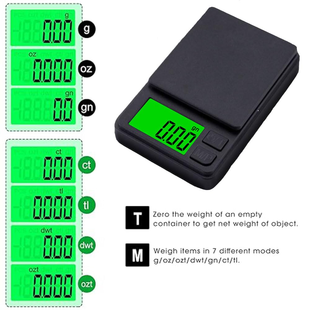 Lancoon Jewelry Weighing Scale 1000g x 0.01g Black Digital Travel Scale Mini Digital Scale Small Pocket Size Scale Traveling Scales Kitchen Scale Digital Mini Scale - Image 3