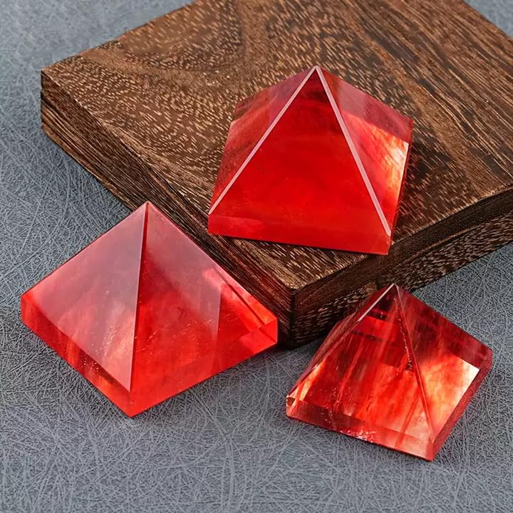 Piramide di Cristallo Rosso – Torre di energia di Cristallo Fuso, Statuetta di Pietra Grezza di Cristallo curativo, Decorazione per casa e Ufficio,