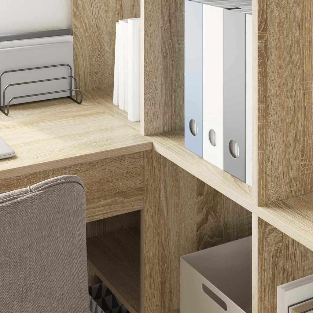Bureau d'angle en Bois d'ingénierie Chêne Sonoma avec Rangement Multifonctionnel pour Espace de Travail Ergonomique à Domicile ou Bureau Professionnel