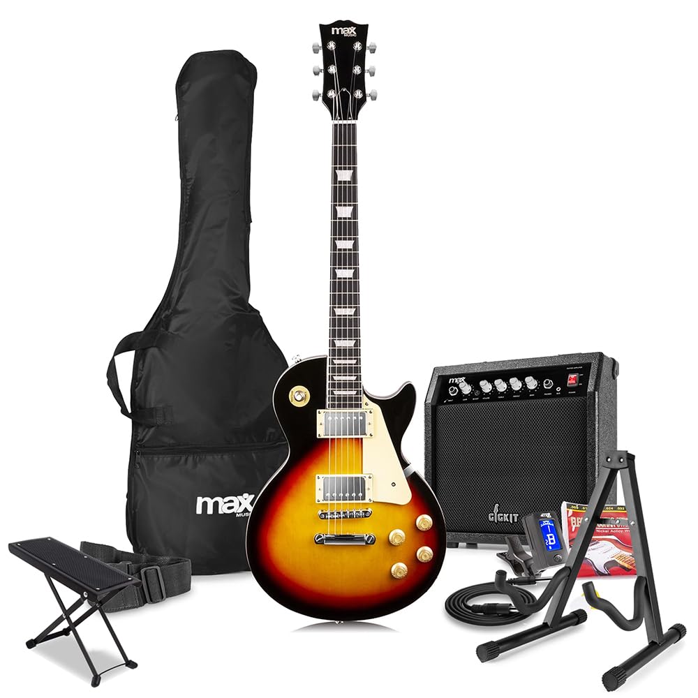 Max GigKit Electric Guitar Starter Pack SC Style Complete Beginner Guitar Package - Sunburst with 40W Amplifier, Gig Bag, Accessories & 6 Months Online Guitar Lessons Included