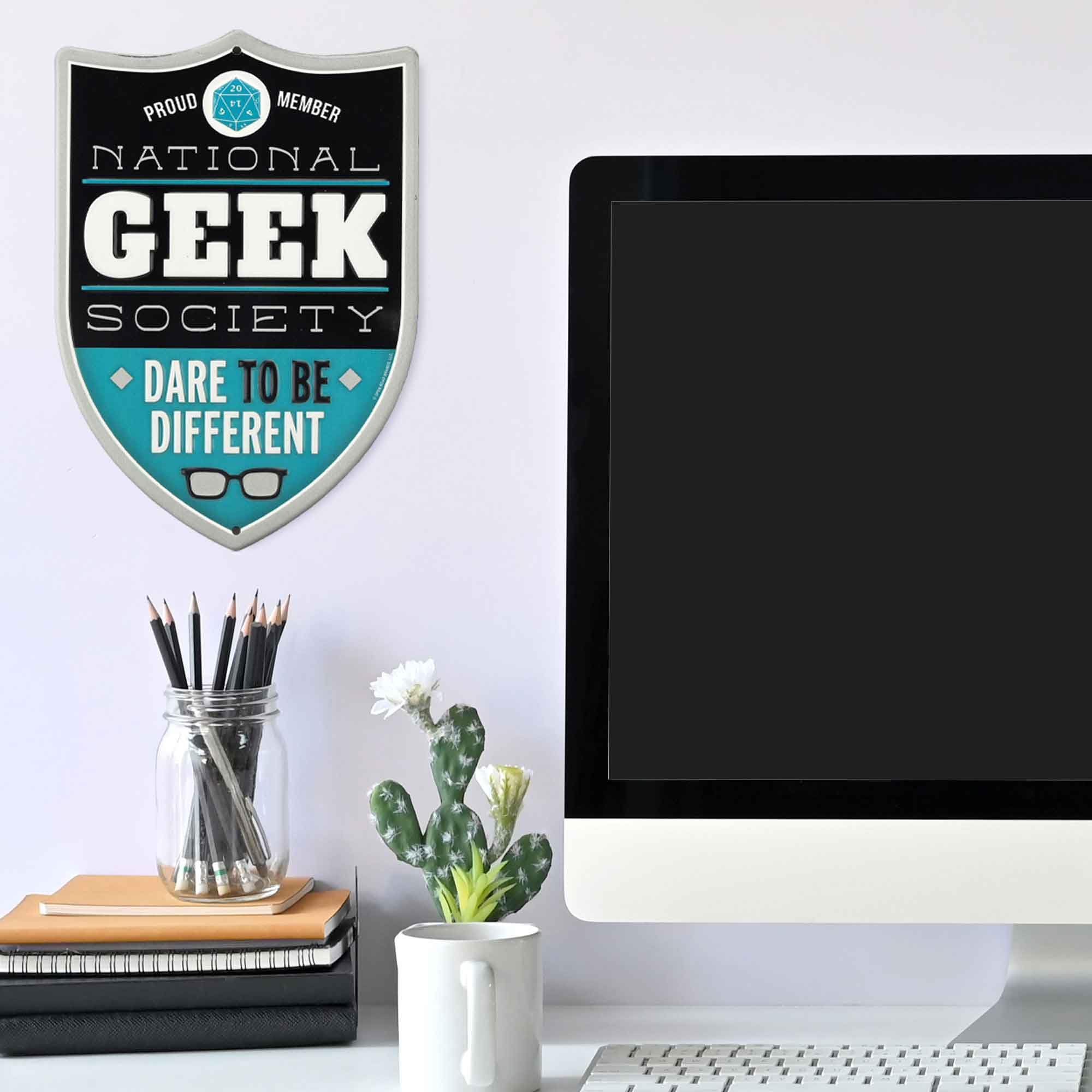 National Geek Society Embossed Metal Sign - Funny Geek Wall Decor - Great Gift Idea