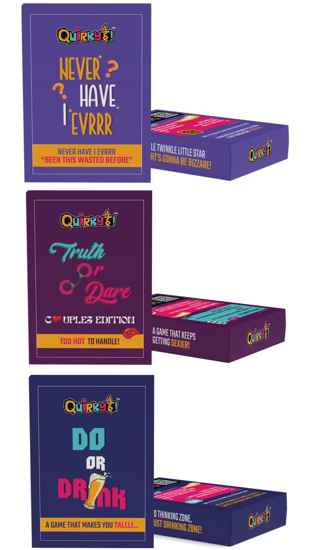 Gangaur Never Have I Ever + Truth Or Dare Couples Edition + Do Or Drink - Combo Of 3 Party Card Games With Pack Of 50 Cards Each