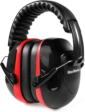 MaxWorks Safety Ear Muffs NRR 26dB Noise Reduction Hearing Protection Foldable and Adjustable Ear Defenders for Construction Shooting and Loud Environments 51073