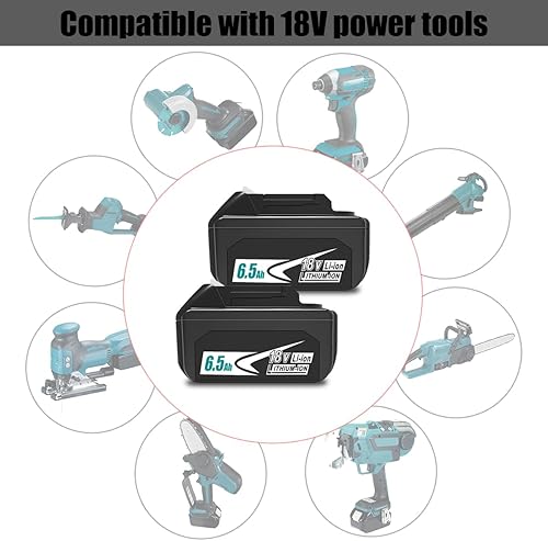 Miniatura 3 de Paquete de 2 baterías de alta capacidad de 18 V 6.5 Ah para Makita 18 V, 6 Ah, 5 Ah, 4 Ah, 3 Ah, batería BL1850B BL1850B BL1815 BL1830B BL1835