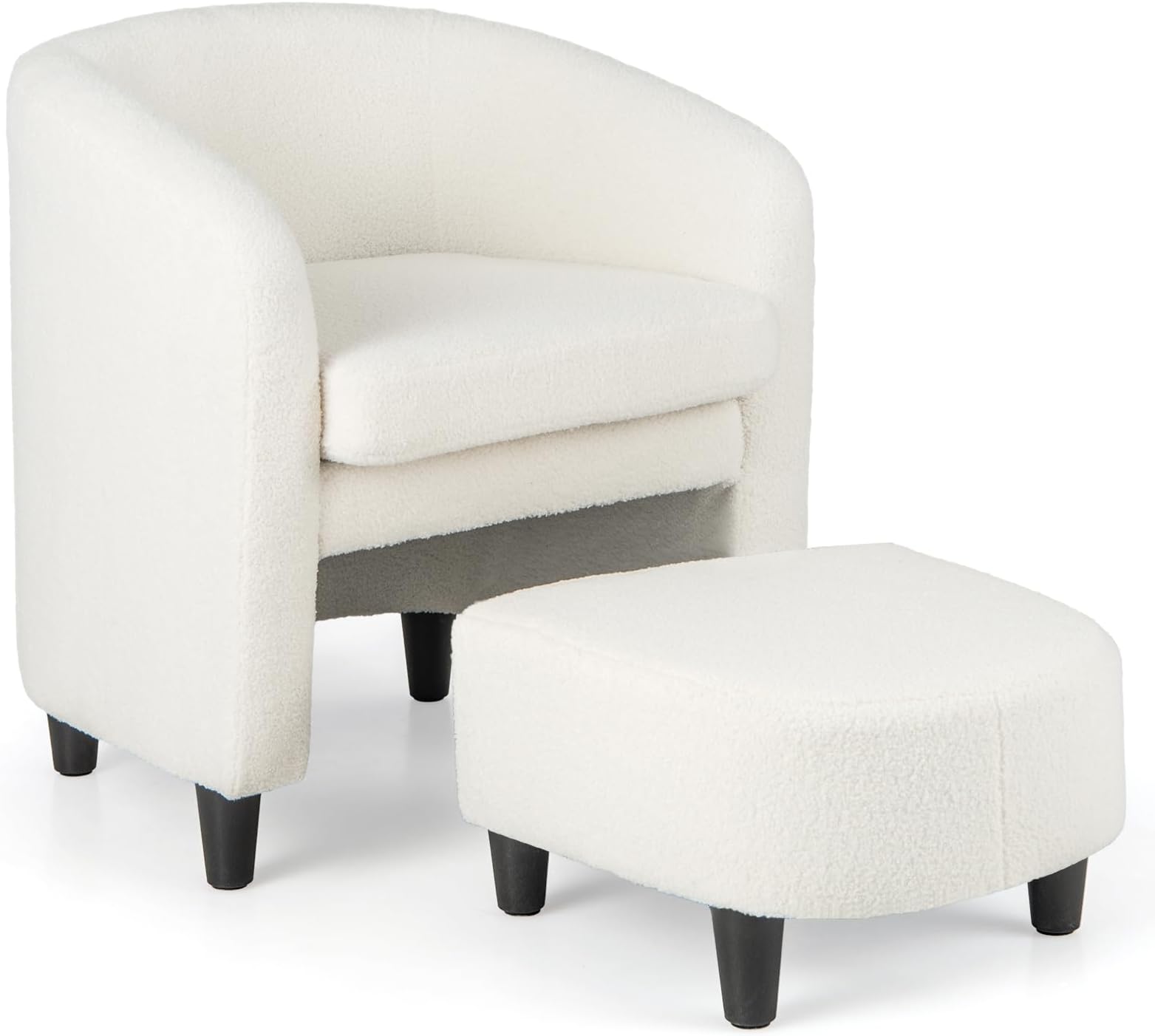 Giantex Modern Mid Century Accent Chair with Ottoman, Upholstered Club