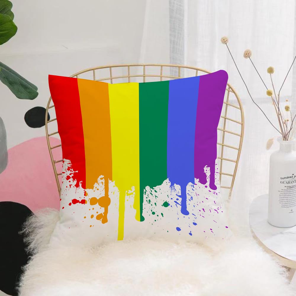 HYOSXW Cushion Cover,Throw Pillow Case Home Decorative for Living Room Bedroom Sofa Chair 16X16 Inch,Rainbow, Rainbow Flag Pattern Support Pride Lifestyle Freedom,Pillowcase 40X40cm