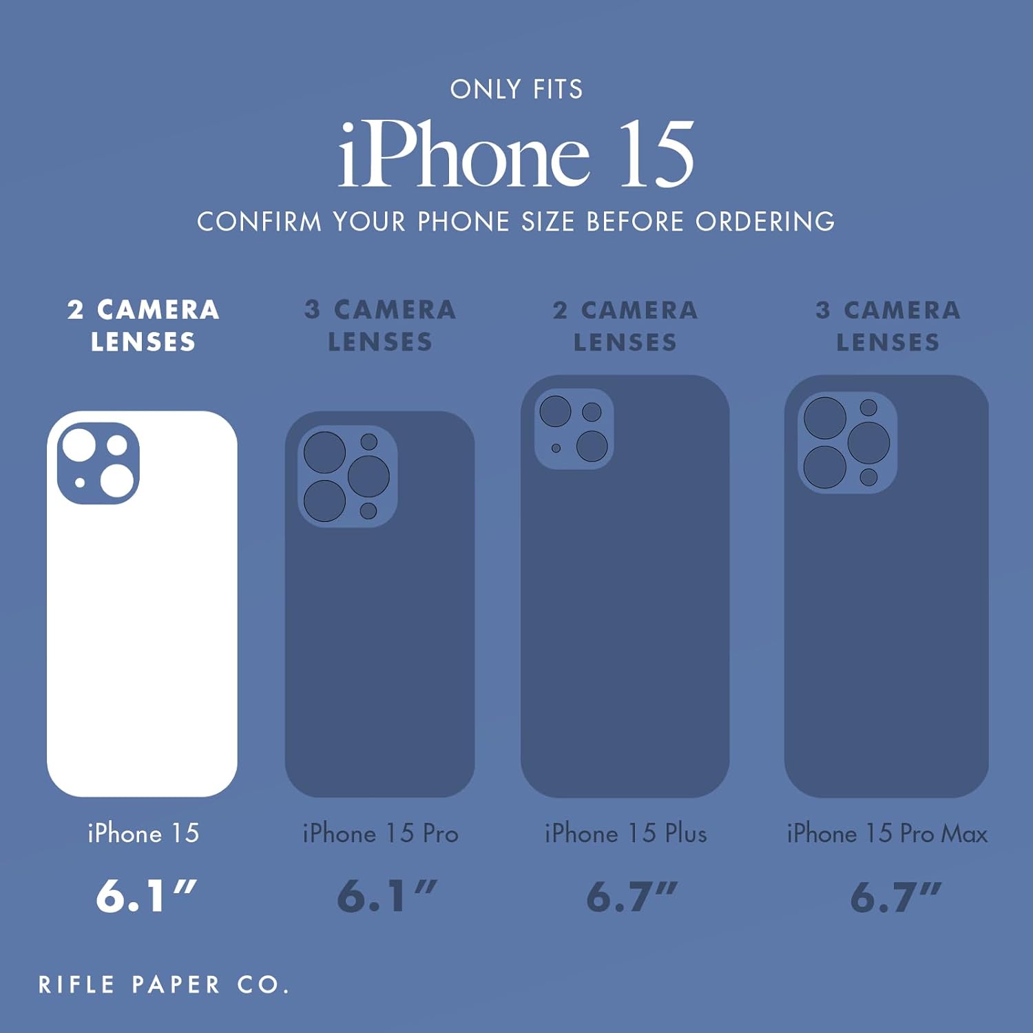 Rifle Paper Co. iPhone 15 Case [Compatible with MagSafe] [12ft Drop Protection] Cute iPhone Case 6.1" with Floral Pattern, Anti-Scratch Technology, Shockproof Material, Slim Fit - Garden Party Blue