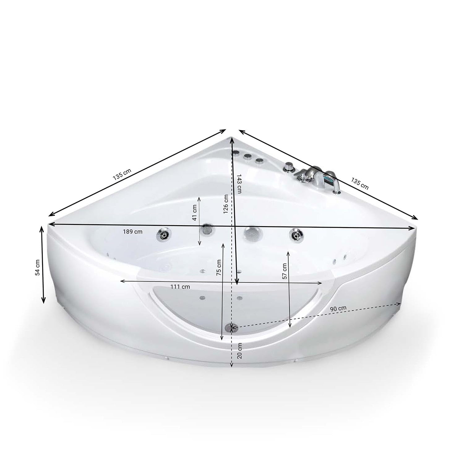 SPALINA TASMANIE White Jets - Vasca idromassaggio oblò L 135 x l 135 cm, by