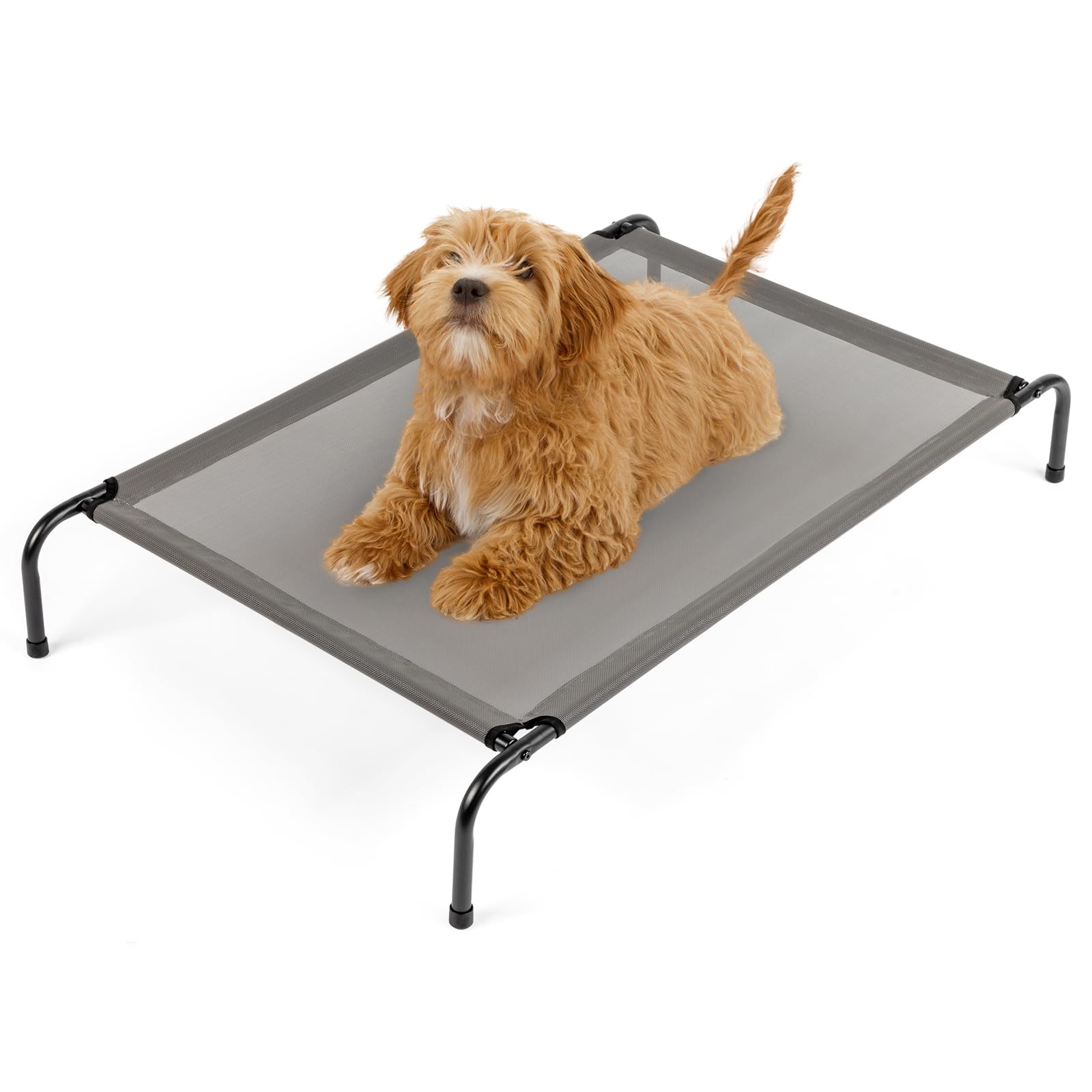 GODECORElevated Dog Bed, 43 Inch Outdoor Cooling Raised Pet Cot, Textilene Mesh Dog Cot, Waterproof, Breathable, Alloy Steel Frame, Portable, Chew Proof, Indoor & Outdoor