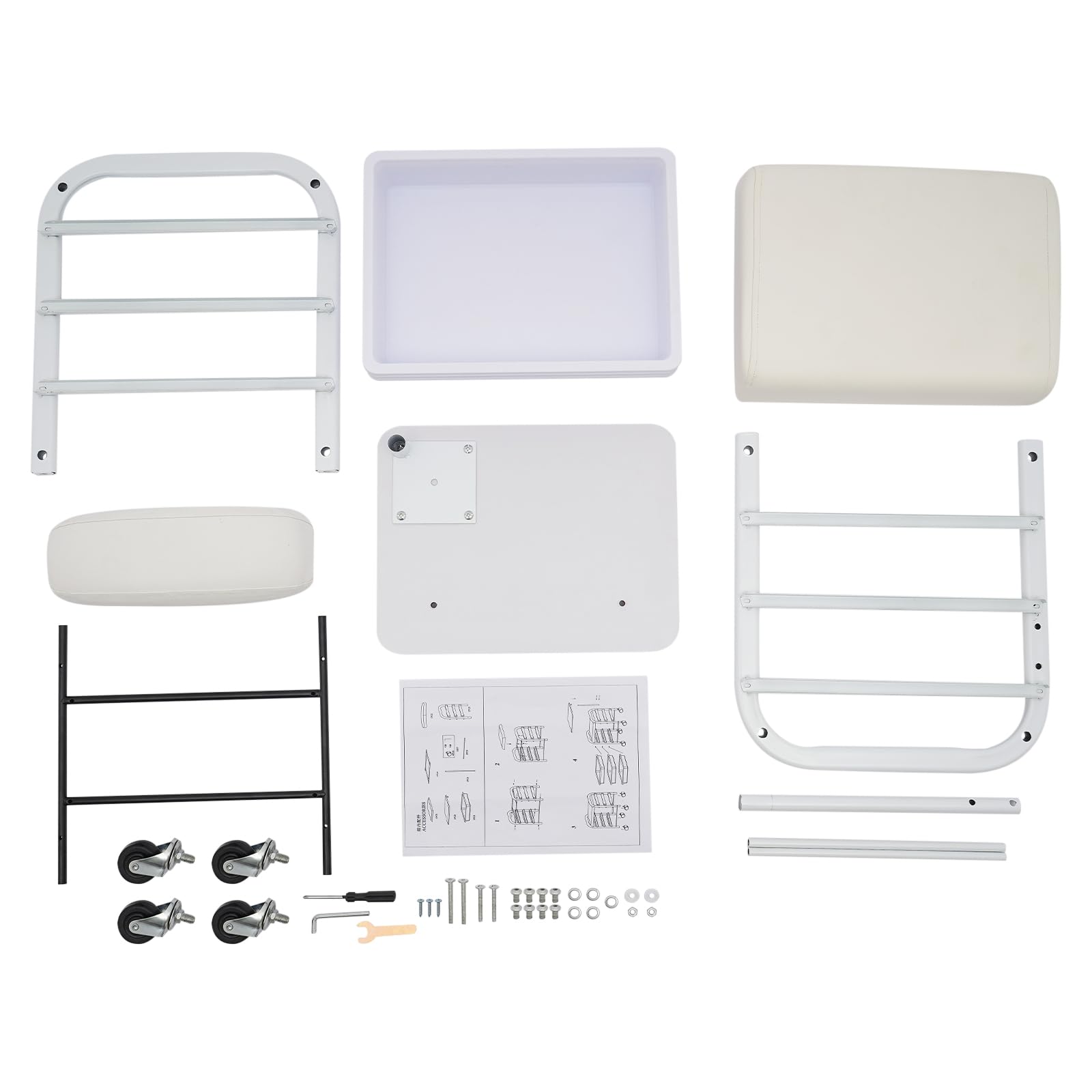 Chariot de Manucure Pédicure 3 Niveaux avec 4 Roulettes et Bain de Pieds Portable