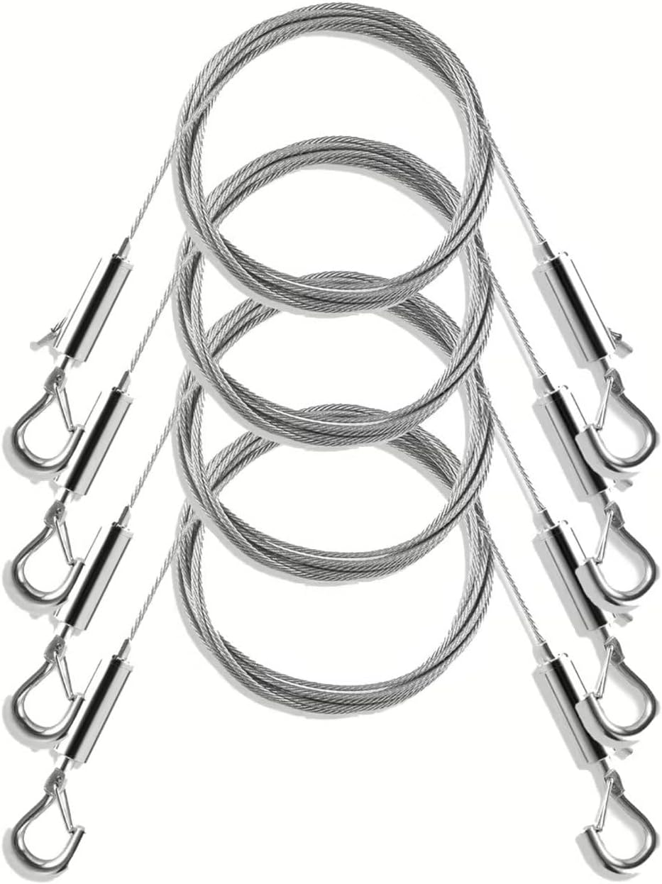 Adjustable Picture Hanging Wire, Upgrade Mirror Frame Hanging Kit, 6.6FT Heavy Duty Stainless Steel Wire Rope, Supports Up to 100lbs (Silver, 2PC-6.6FT)
