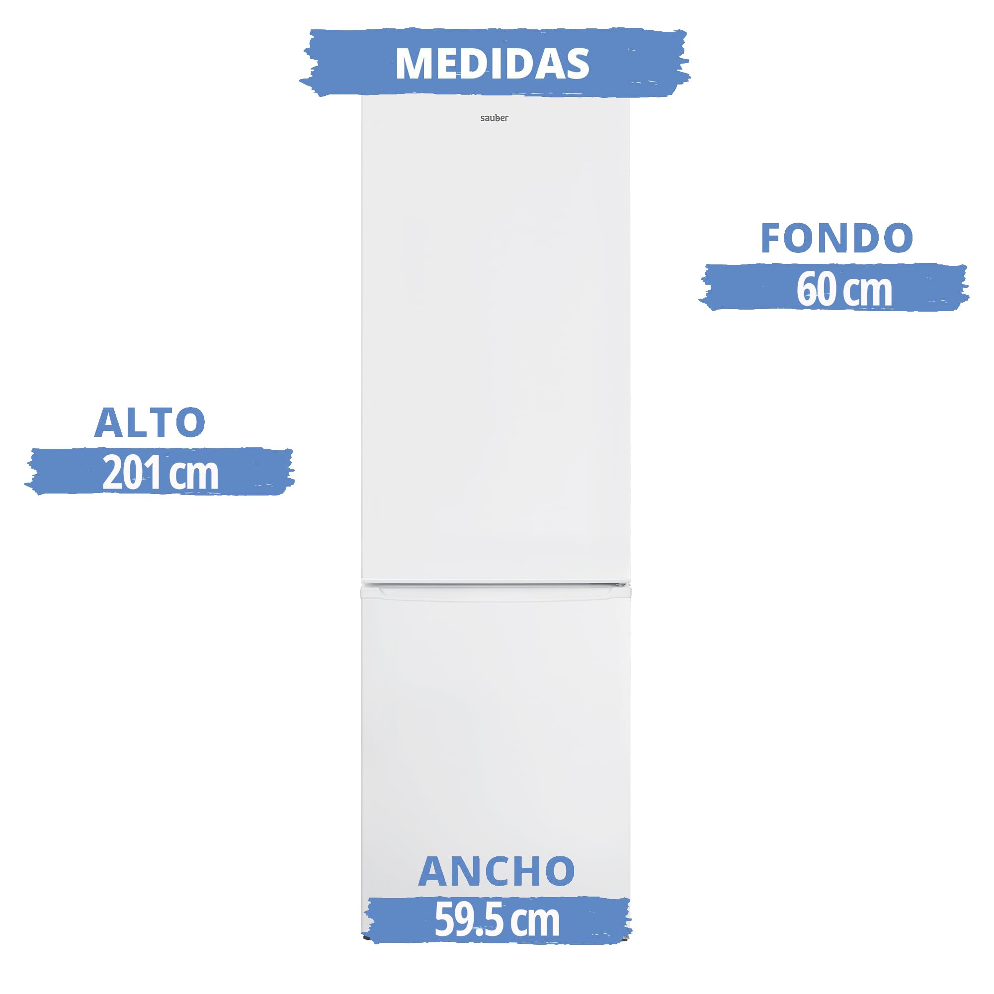 SAUBER - Frigorífico Combi Serie 3-200WV Tecnología TOTAL NOFROST - Luz LED - E - 201x60cm - Cajón ConvertiBox® - puerta ZeroClearance® - ENTREGA EN DOMICILIO Y RETIRADA DEL ANTIGUO INCLUIDO