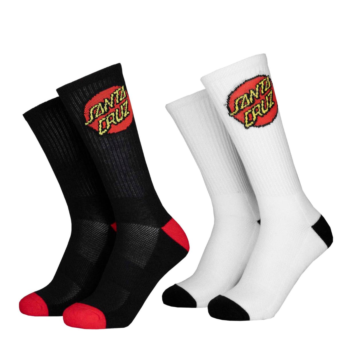 Santa Cruz Youth Classic Dot 2 Pack Socks - White/Black