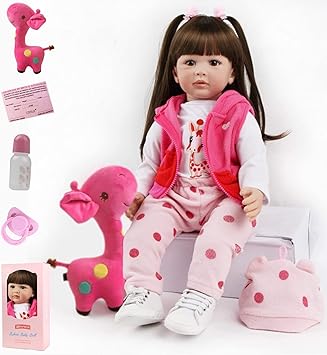 Ziyiui Poupee Reborn Bebe 60cm 24 Pouces Realiste Doux Vinyle De Silicone Bebe Reborn Fille Lifelike Nouveau Ne Yeux Ouvert Reborn Fille Avec Cheveux Longs Reborn Toddler Amazon Fr Jeux Et Jouets