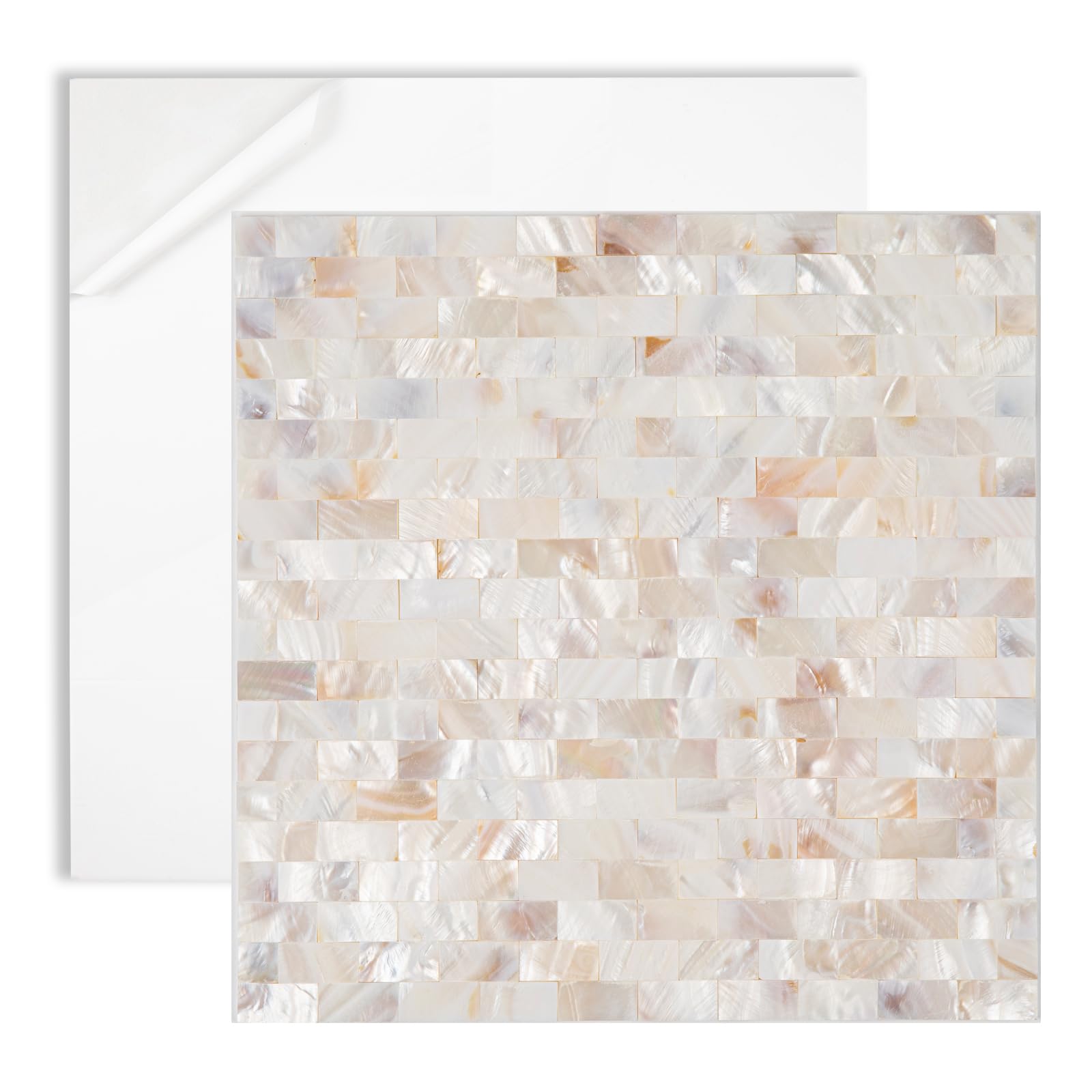 Photo 1 of Diflart Peel and Stick Mother of Pearl Backsplash Tiles, Herringbone, 6 Sq.ft, Pearl Shell Mosaic Tile for Kitchen Bathroom Wall Decor, Pack of 6 Sheets