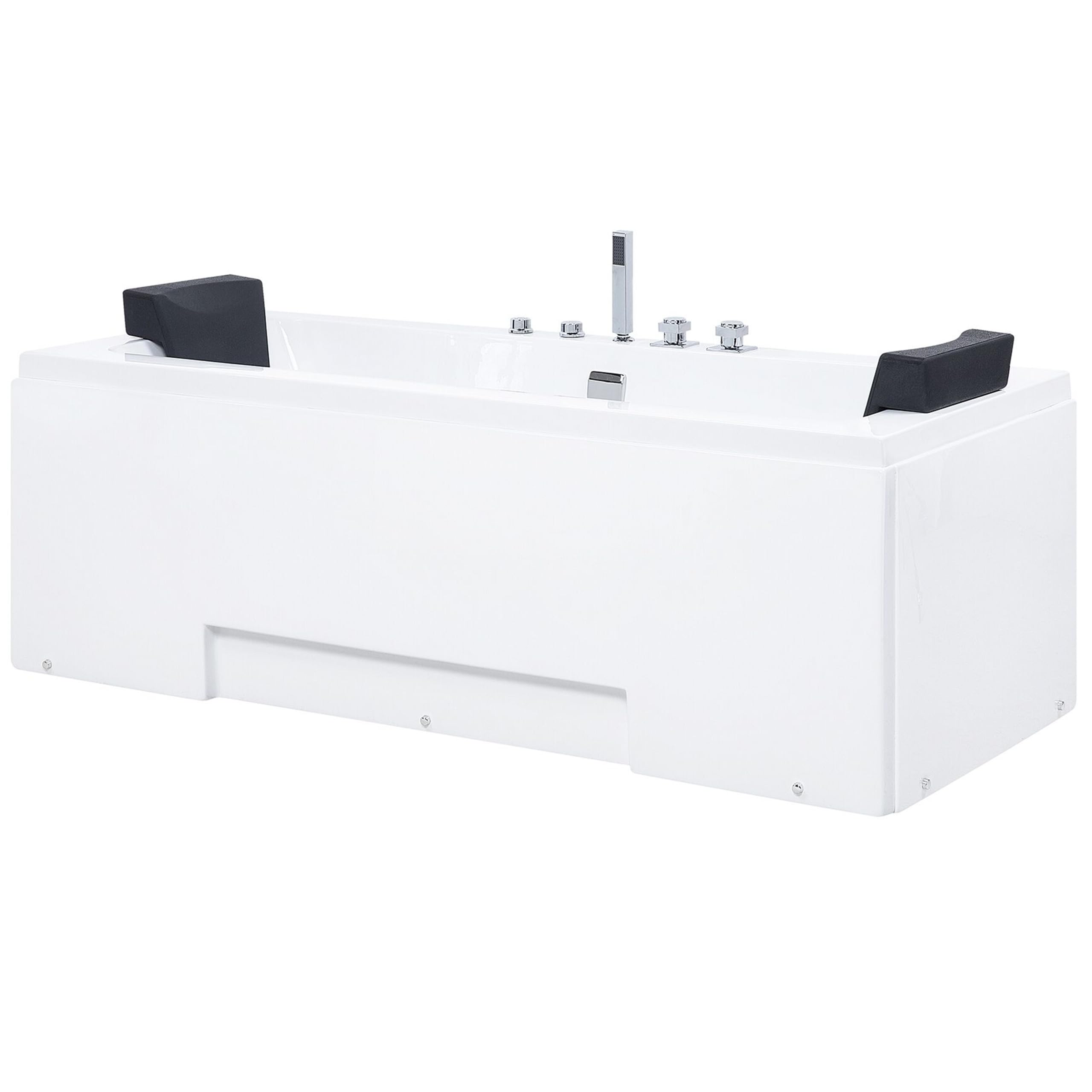 Bañera de hidromasaje de acrílico sanitario blanco y vidrio rectangular doble 157 x 85 cm con reposacabezas diseño moderno Galley