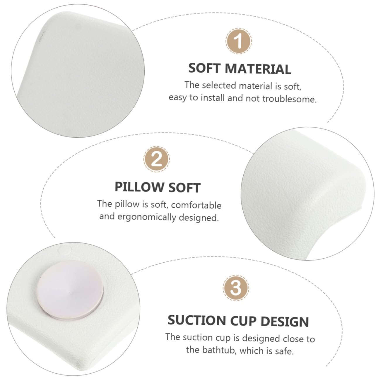 Gatuida Cuscino per Vasca da Bagno in PU con Ventose Antiscivolo Supporto Ergonomico per Collo e Schiena Adatto per Adulti e Accessorio Bagno Comfort Spa