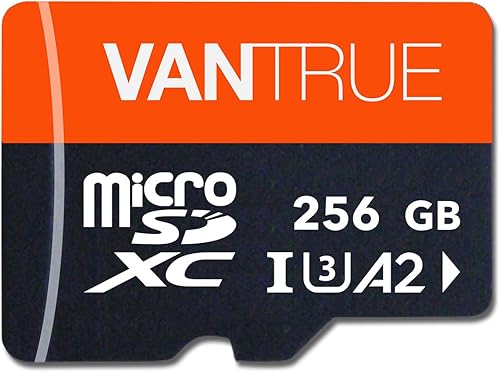 Vantrue Tarjeta SD microSDXC UHS-I U3 4K UHD de 256 GB con adaptador para cámaras de salpicadero, cámaras corporales, cámaras de acción, vigilancia