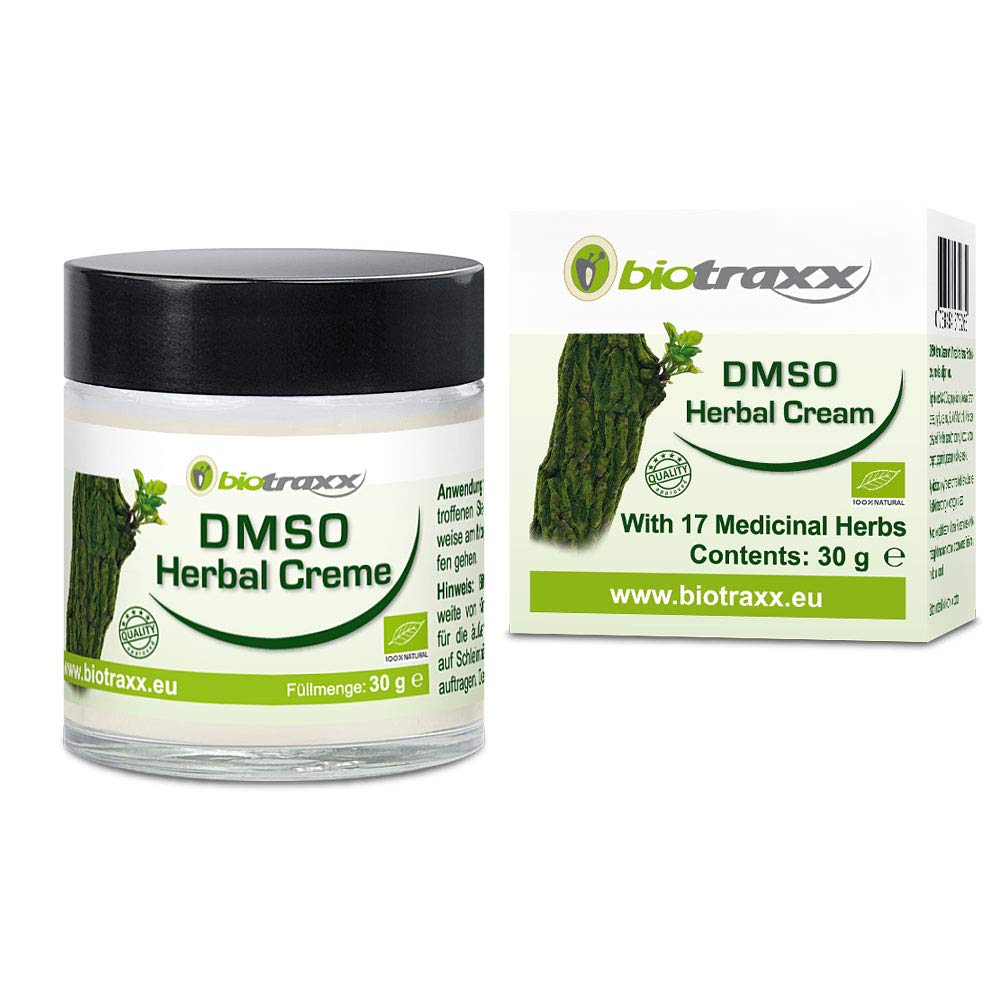 Biotraxx DMSO (dimetylosulfotlenek) krem ziołowy 30 g – bardzo skuteczny krem z wysoką zawartością DMSO i oleju magnezowego oraz 17 ziół leczniczych