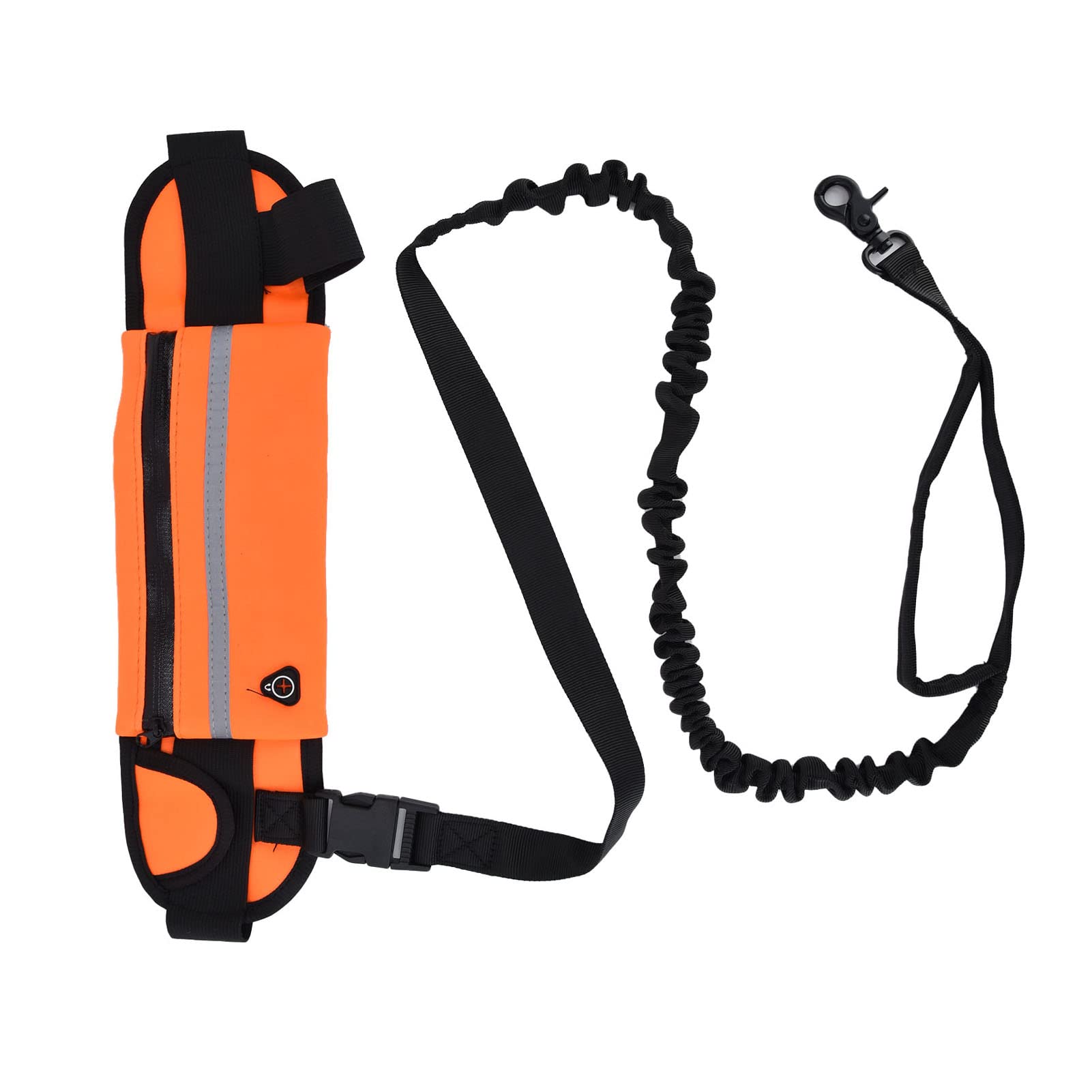 Syrisora Correa para perro manos libres, bolsa desmontable con cremallera, diseño de tira reflectante, manos libres, cintura flexible, correa para perro para caminar (naranja)