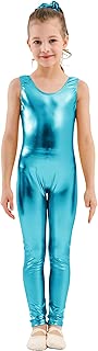Girls Shiny Metallic Tank Gymnastics Unitard Sleeveless Leotards - coolthings.us