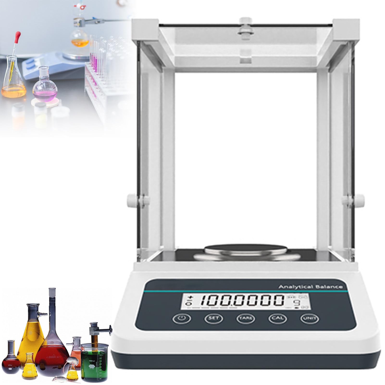 Balanza analítica digital Balanza de laboratorio de precisión Balanza analítica electrónica 0,0001 g - Balanza analítica, Balanza electrónica de laboratorio con pantalla LCD e interfaz RS232, 120 g