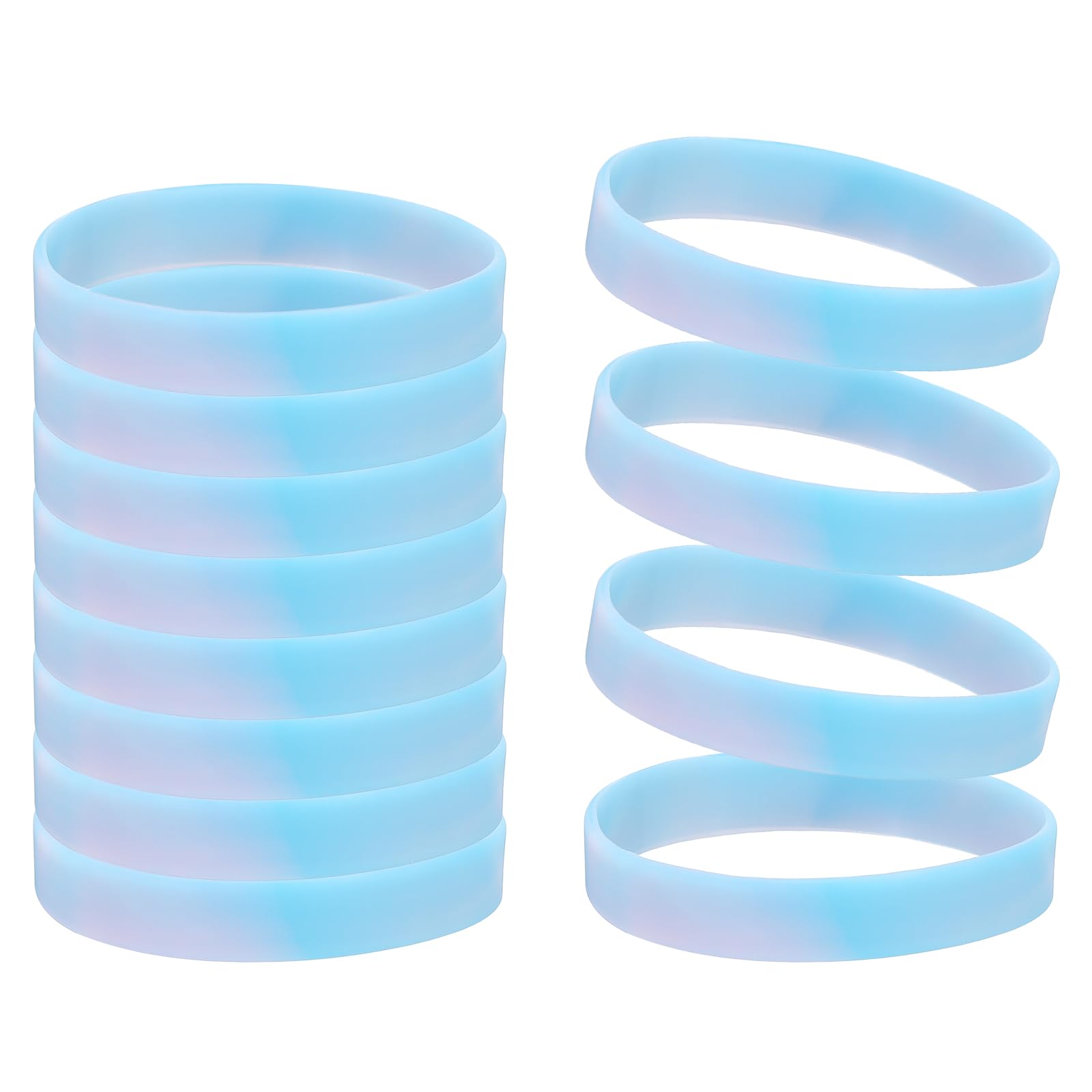 YELARXI Color Pattern Rubber Bracelets Wristbands, Silicone Bracelets Wristbands for Adults Wrist Band 12 Pcs & Mixed Blue And Pink-Fitting for Both Men and Women