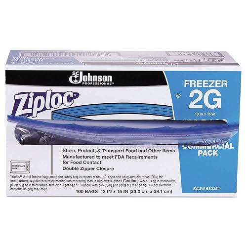 Miniatura 3 de Ziploc 682254 - Bolsa de congelador resellable comercial, con cremallera, 2 galones, 13 x 15 12, transparente, 100caja