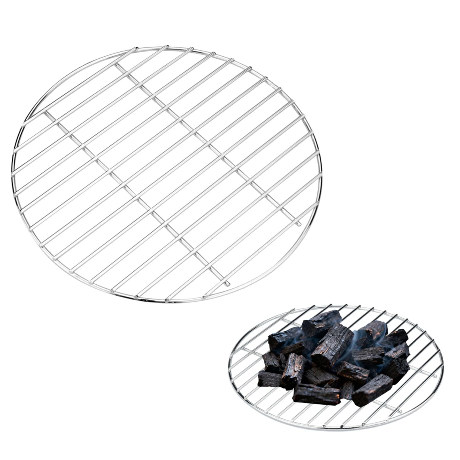 PANGBOER Runder Holzkohlerost aus Edelstahl, Grillrost, Ersatz für Outdoor Grill und Campinggrills Teilweise runder Holzkohlerost