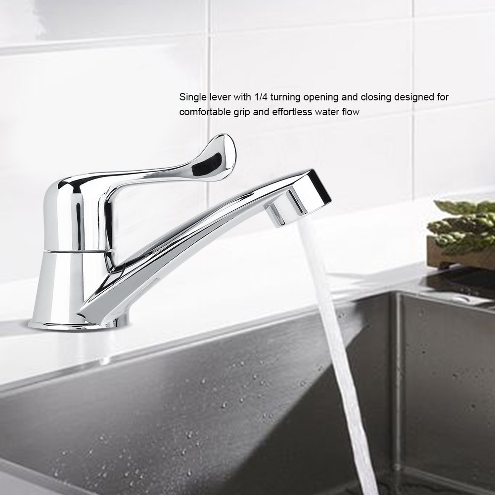 Zerodis Modern ABS Single Cold Faucet Chrome Finish Water Tap Sink Accessories for Home Bathroom Washbasin Kitchen Hand — view 2