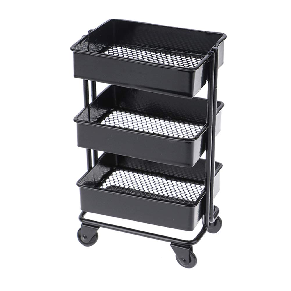 Inzopo 1:12 Dollhouse Miniature Furniture Shelf Bookshelf With Wheels Storage Display Rack Dollhouse Furniture Accessories