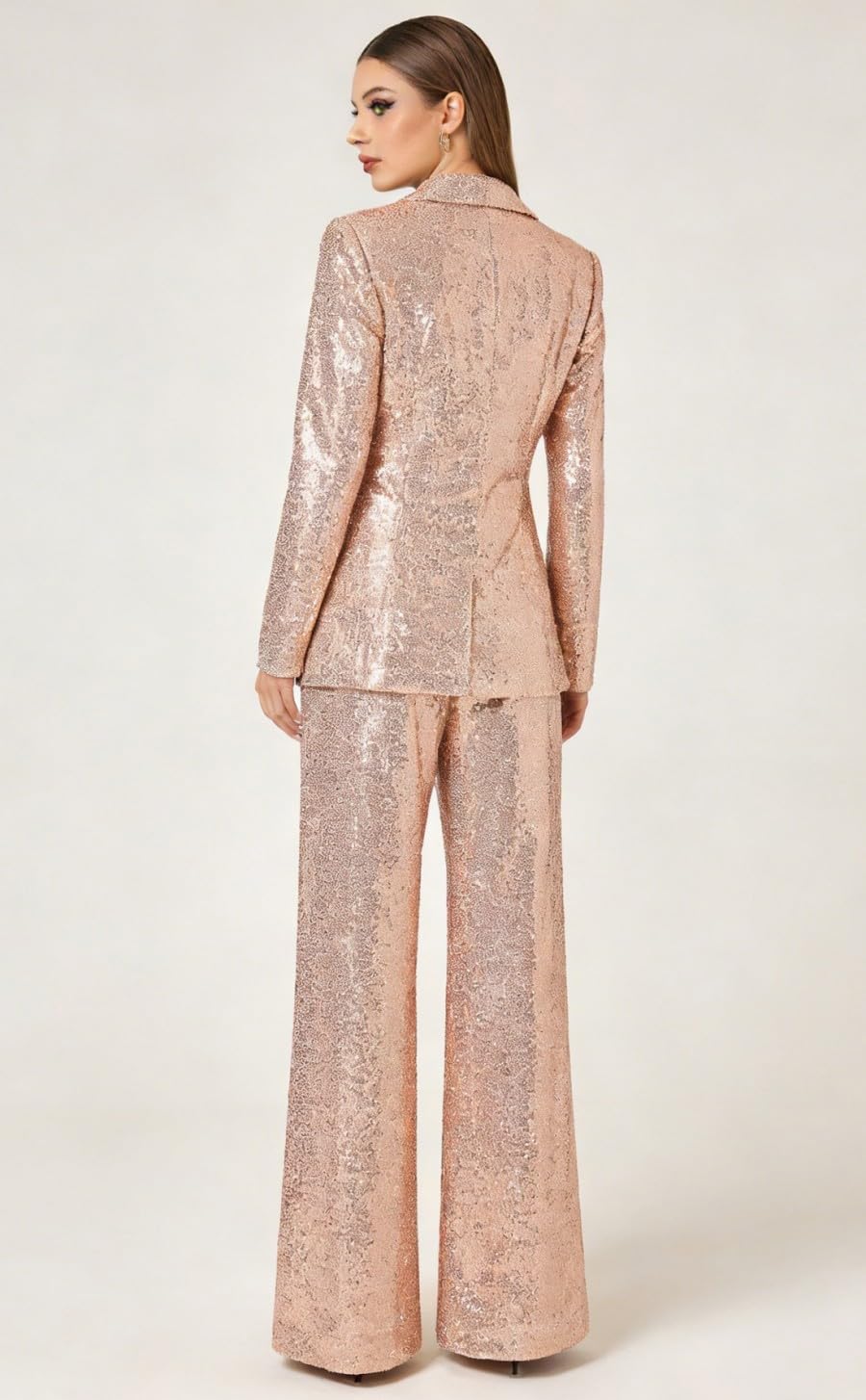 Pailletten-Anzug-Set für Damen, glitzernd, Hochzeitsanzug, Blazer, Hose, Smoking, Partykleidung