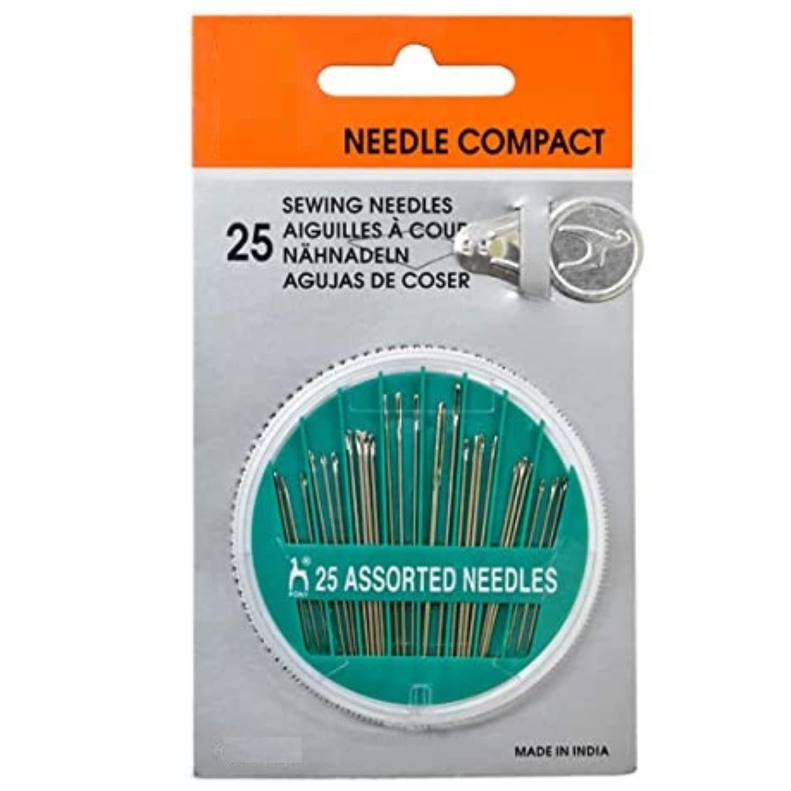 SBA PRIME Stainless Steel Needle Set|Assorted Hand Needles in Compact, 25-Count (Pack of 1)