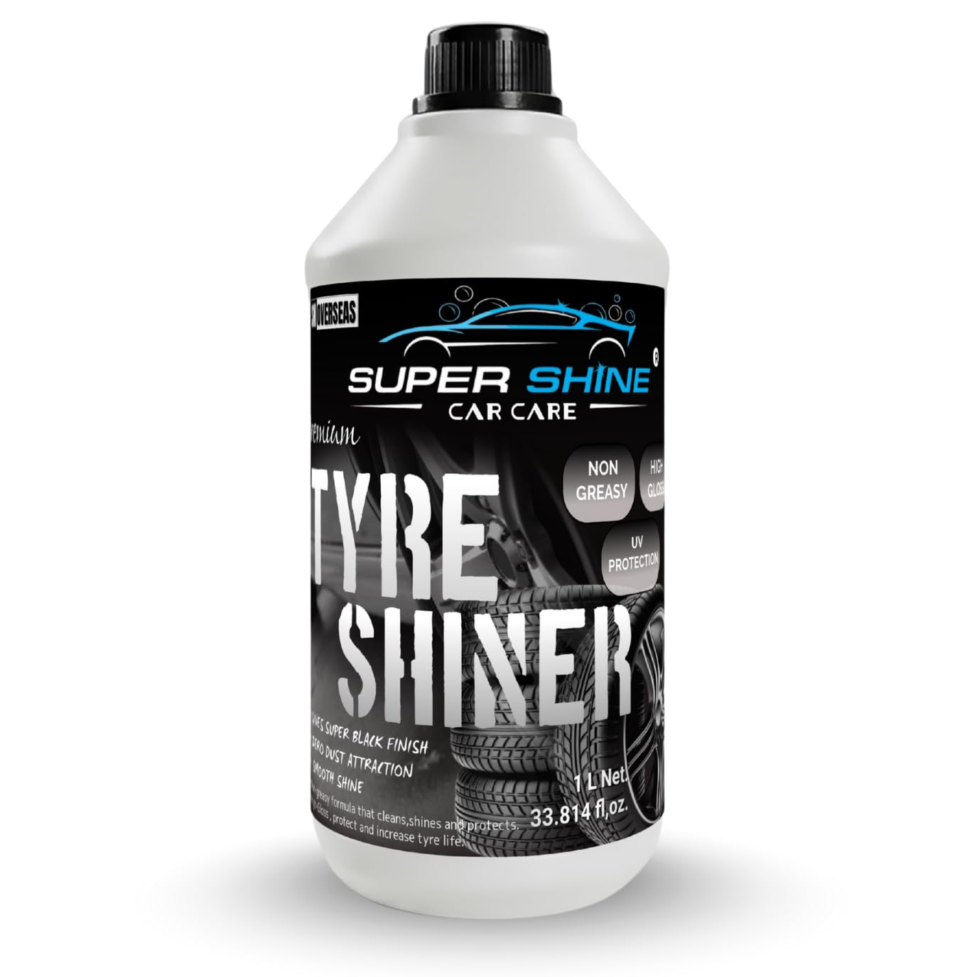SUPER SHINE CAR CARE Tyre Polish for Car and Bike (1ltr.) | Gives Lustrous Dark, Long Lasting