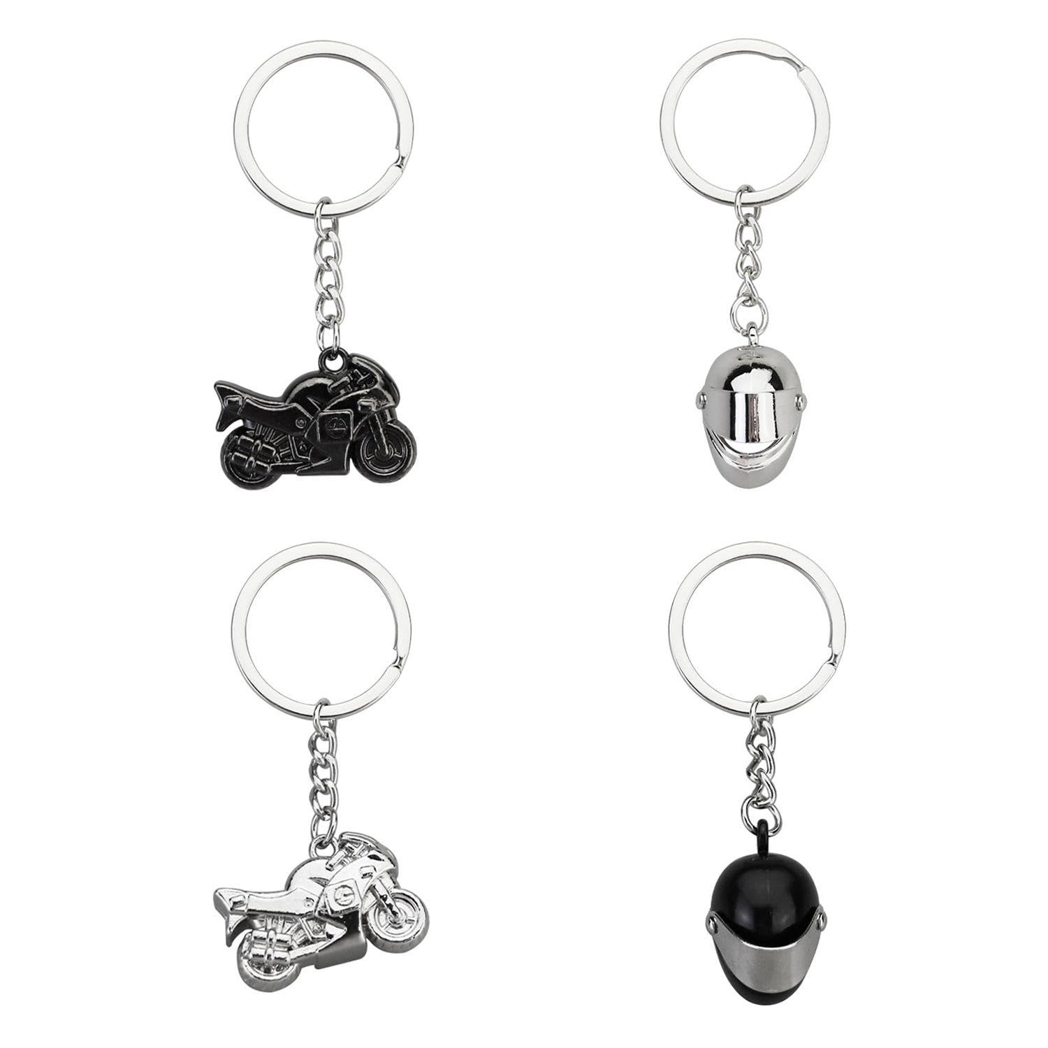 Epcdbbrt Black 2 Pieces Motorcycle Keychains, 2 Pieces Helmet Keychains, Backpack Pendants, Decorative Keychains, Keychain Charms