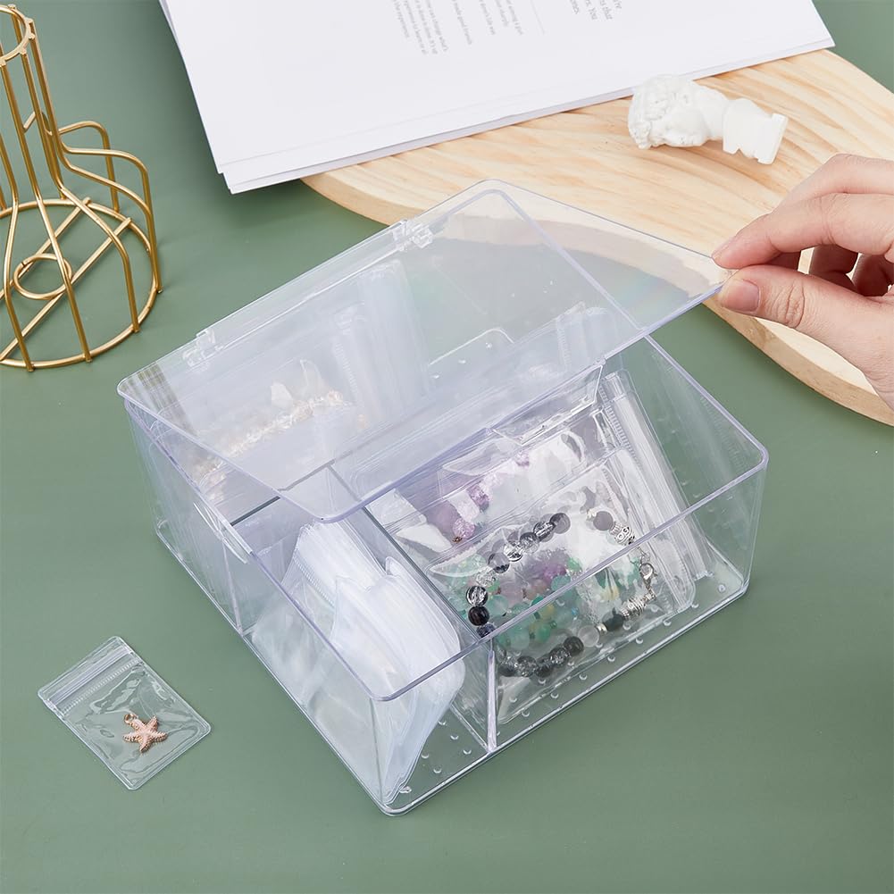 SUPERFINDINGS Schmuckschatulle Aus Acryl Mit 80 tragbaren Anlaufgeschützten Schmuckbeuteln Transparenter Schmuckaufbewahrungsschublade Organizer Etui Für Ohrringe Ringe Armbänder Halsketten