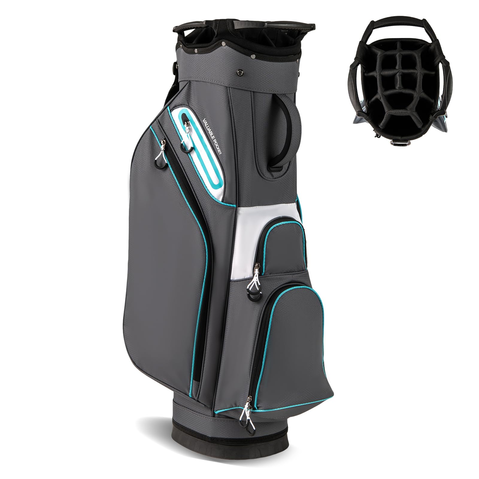 GOPLUS Bolsa de Golf con 14 Compartimentos Superiores, Cart Bag Ligera y Portátil con 6 Bolsillos, Capucha para Lluvia, Asas, Correa Ajustable de Hombro, Bolsa de Transporte