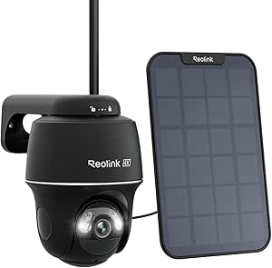 REOLINK 4K Solar Security Cameras Wireless Outdoor, 360° Pan Tilt, 8MP Color Night Vision, 2.4/5 GHz Wi-Fi 6, No Monthly Fee, Home Hub Compatible, Argus PT 4K+ 3W Solar Panel (Black) asin的图片