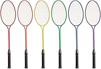 Champion Sports 26" Twin Shaft Badminton Rackets Set of 6 - Durable Steel Frame, Heavy-Duty Nylon Strings, Multi-Color for All Levels