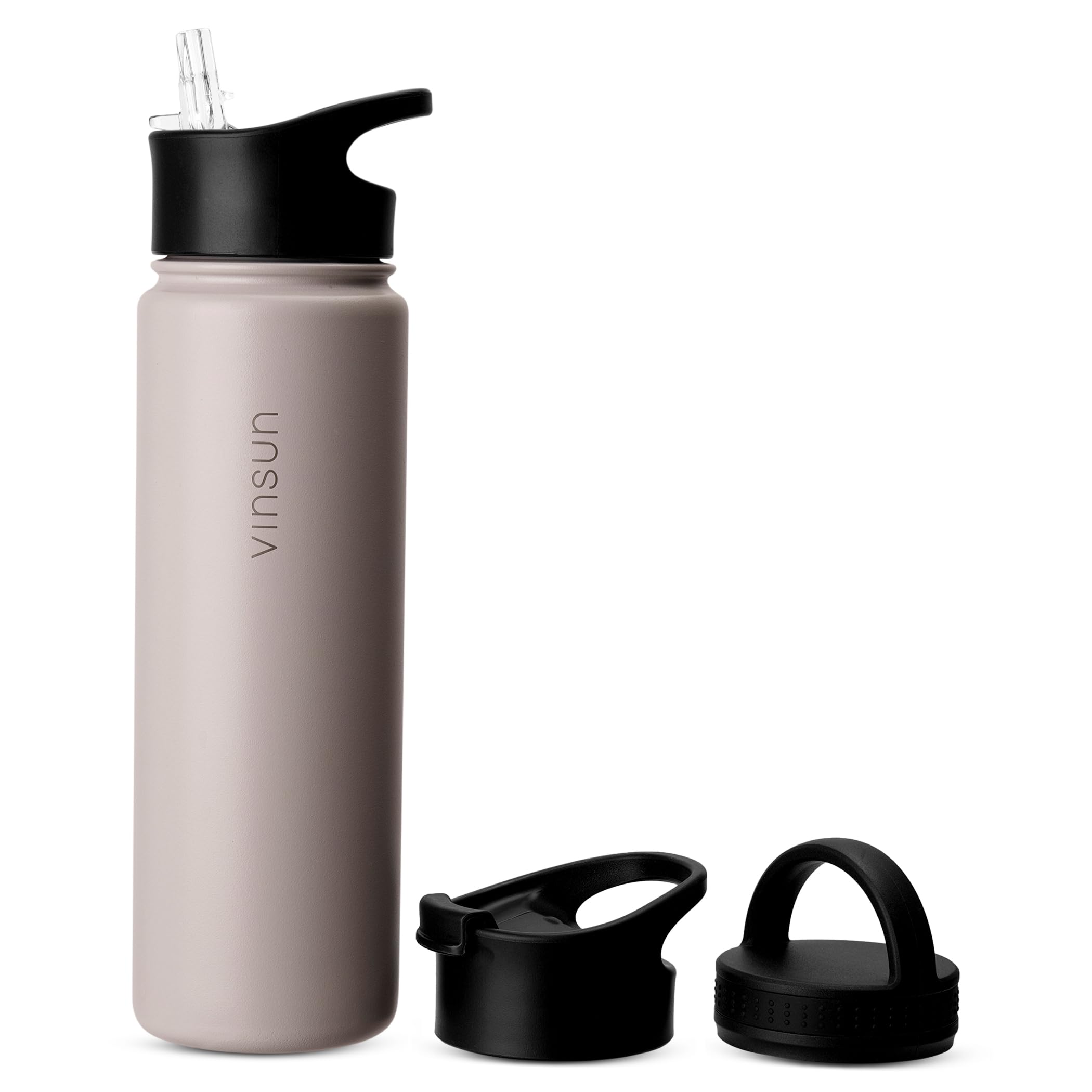 Vinsun Edelstahl Trinkflasche 750ml - Strohhalm, Trinköffnung, Drehverschluss - auslaufsicher, Kohlensäure geeignet - Thermosflasche Sport, Schule